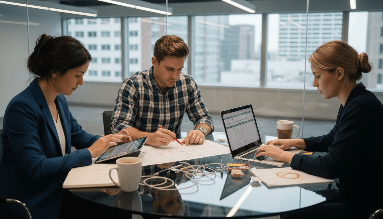 Team reviewing SEO audit results