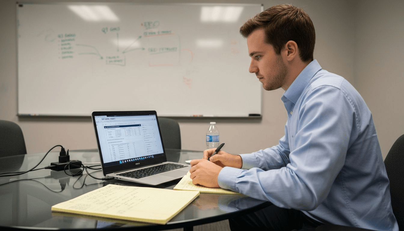 IT manager analyzing website crawl report