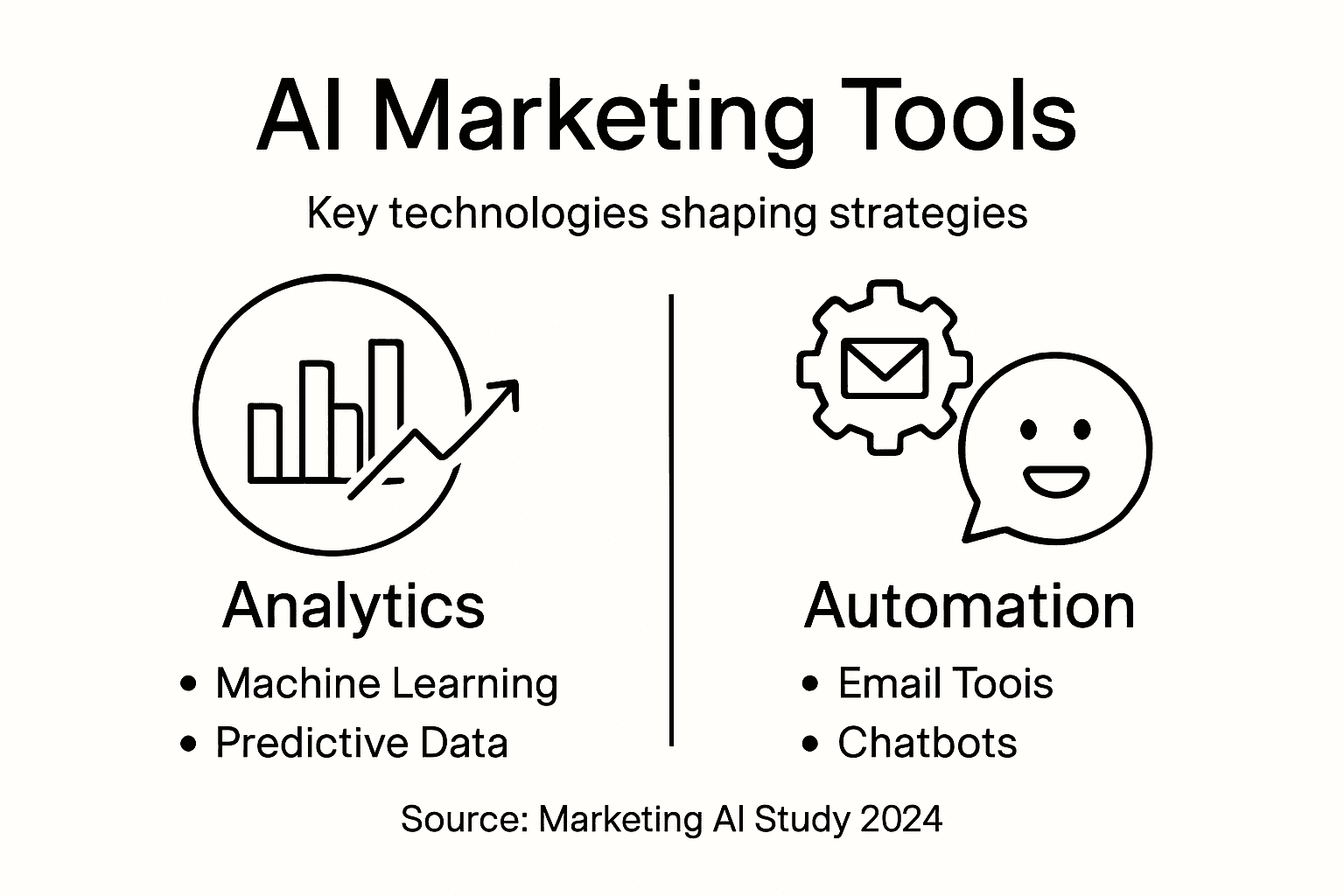 Infographic showing main AI marketing tool categories