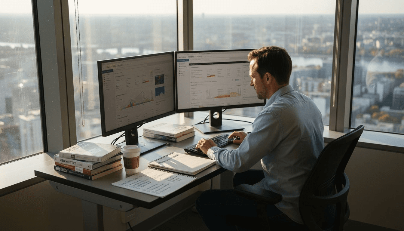 SEO consultant reviewing website analytics