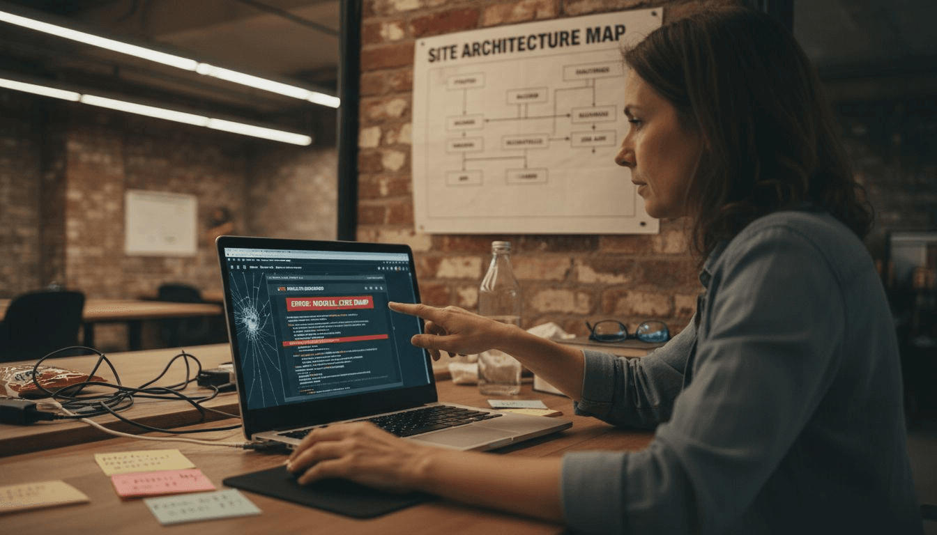 Developer auditing website with diagnostic tools