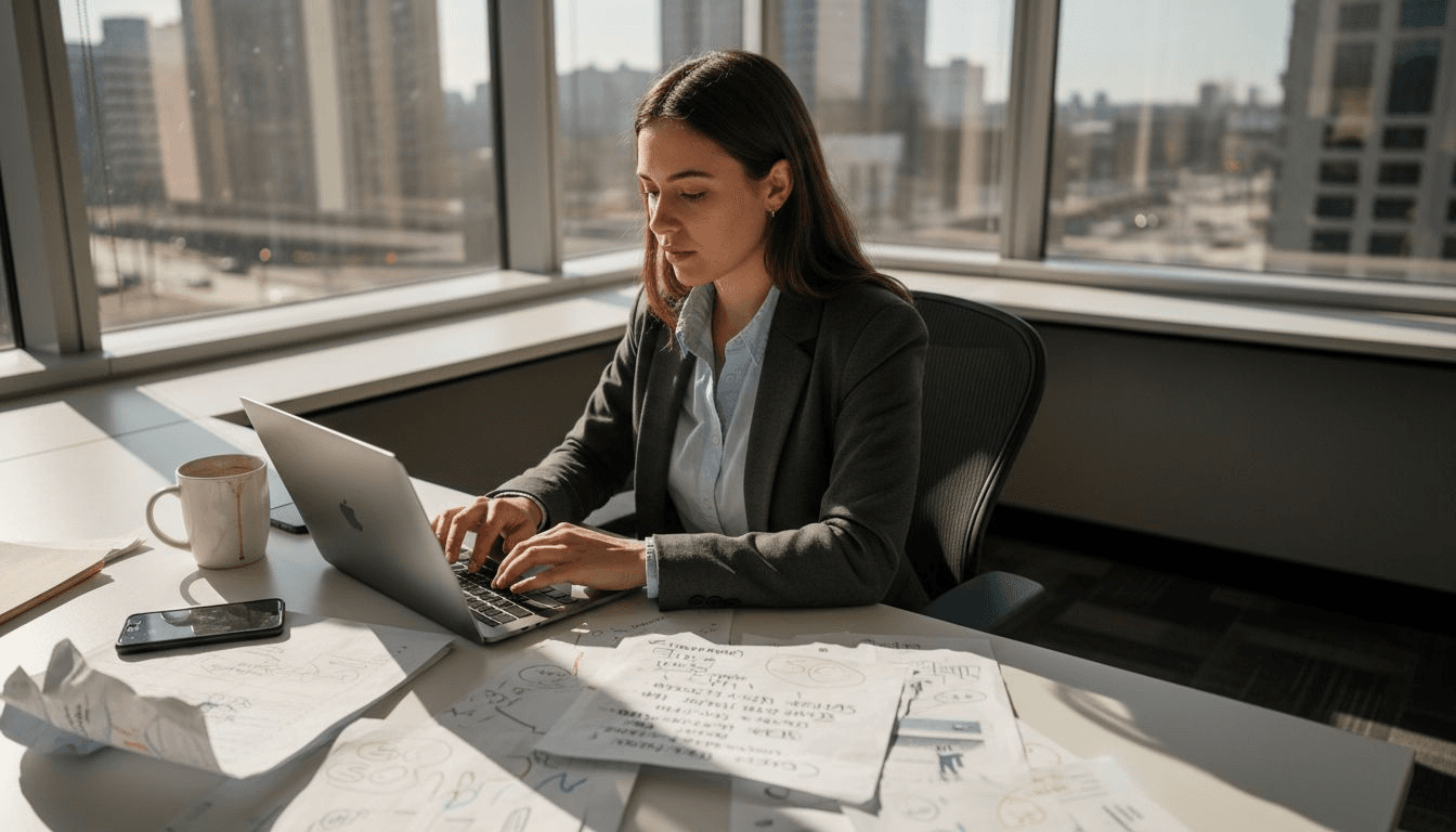 Manager working on SEO content strategy