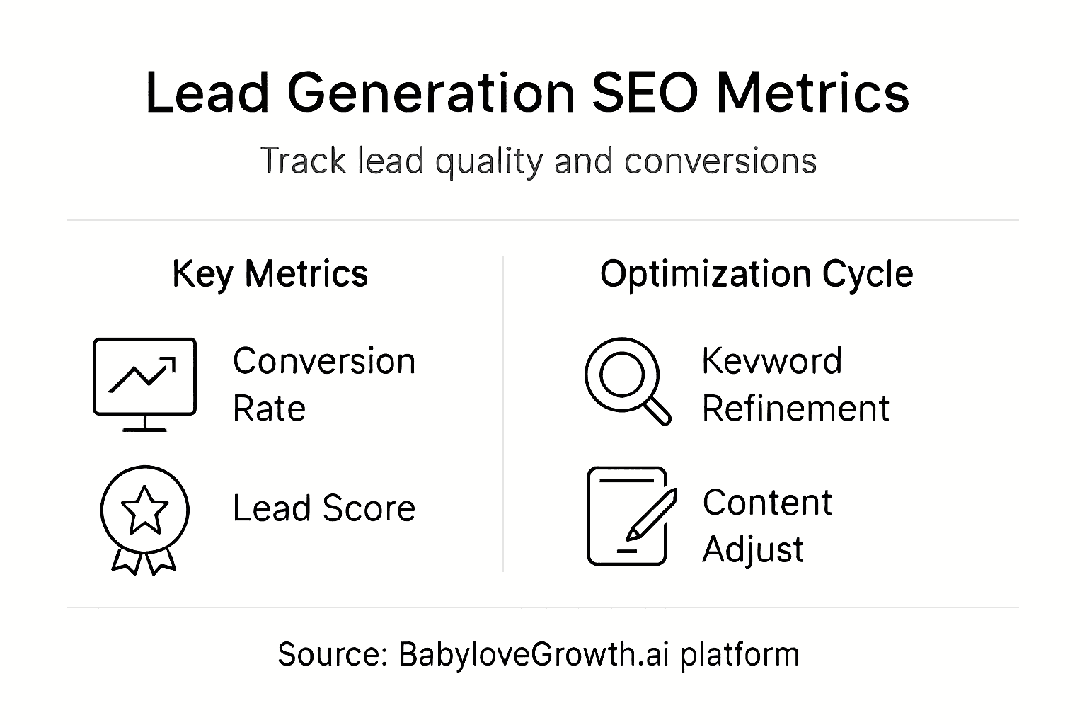 Infographic showing lead SEO metrics and optimization