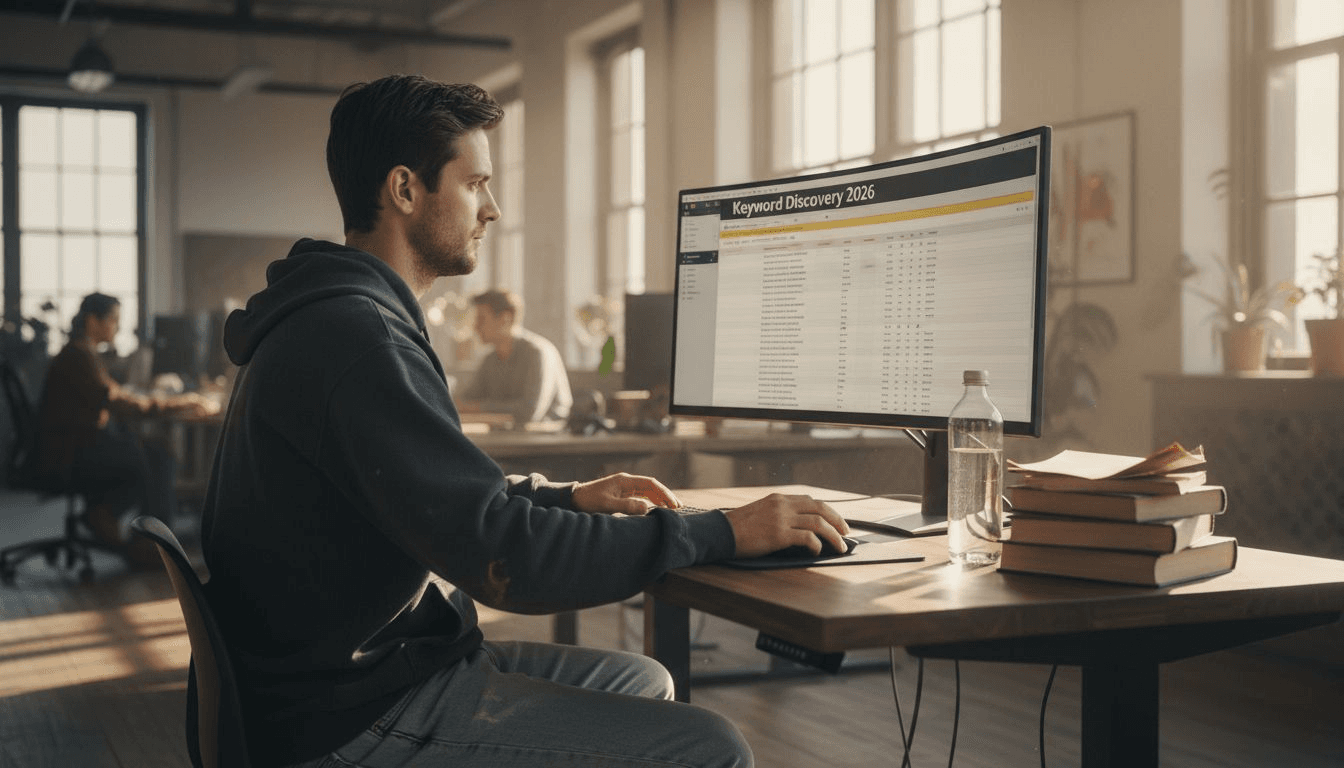 Strategist reviewing keyword research tools