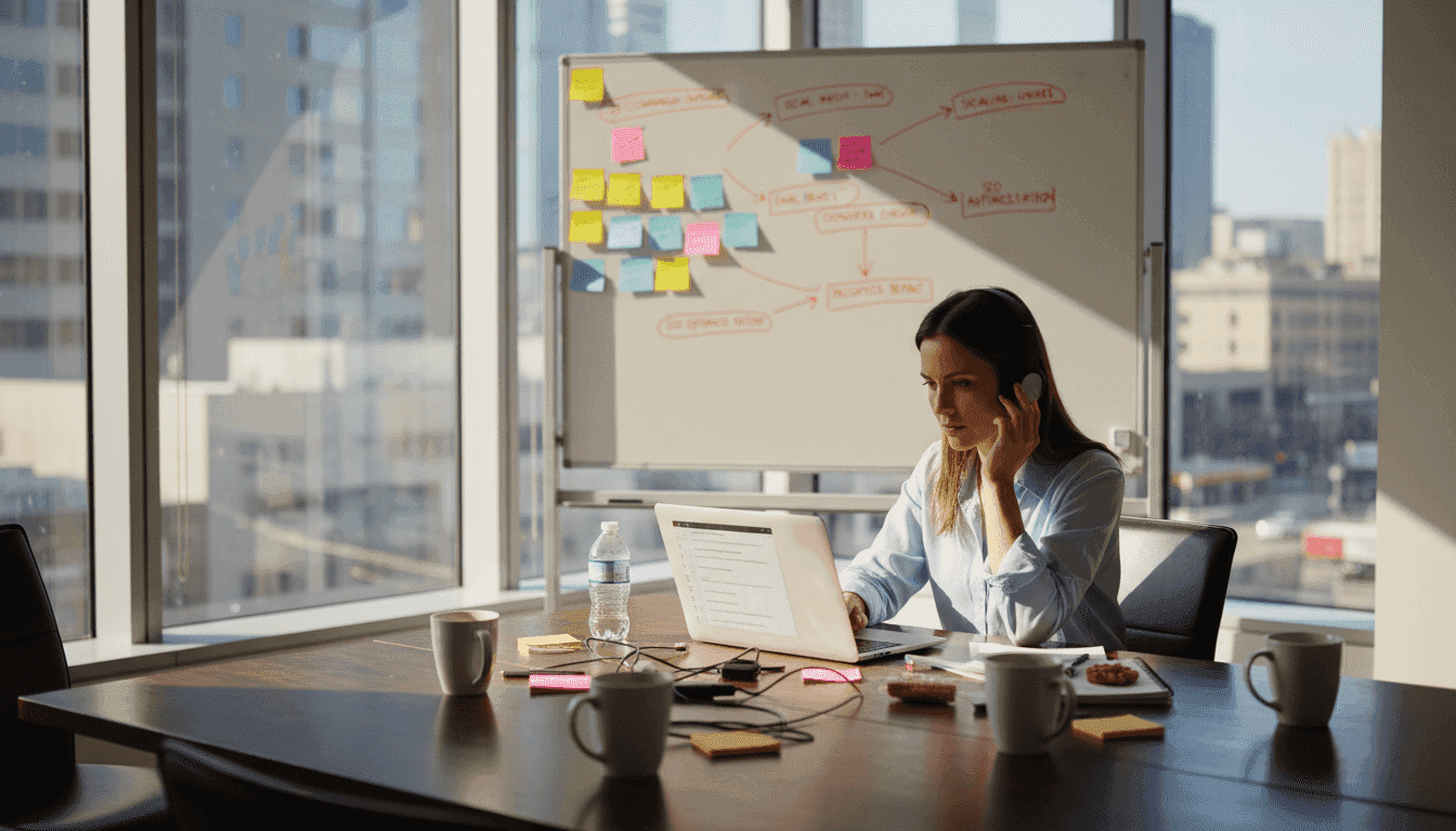 Marketing manager working on checklist in office