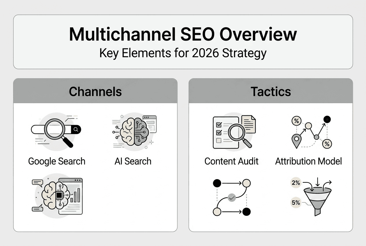 Infographic showing multichannel SEO strategy overview