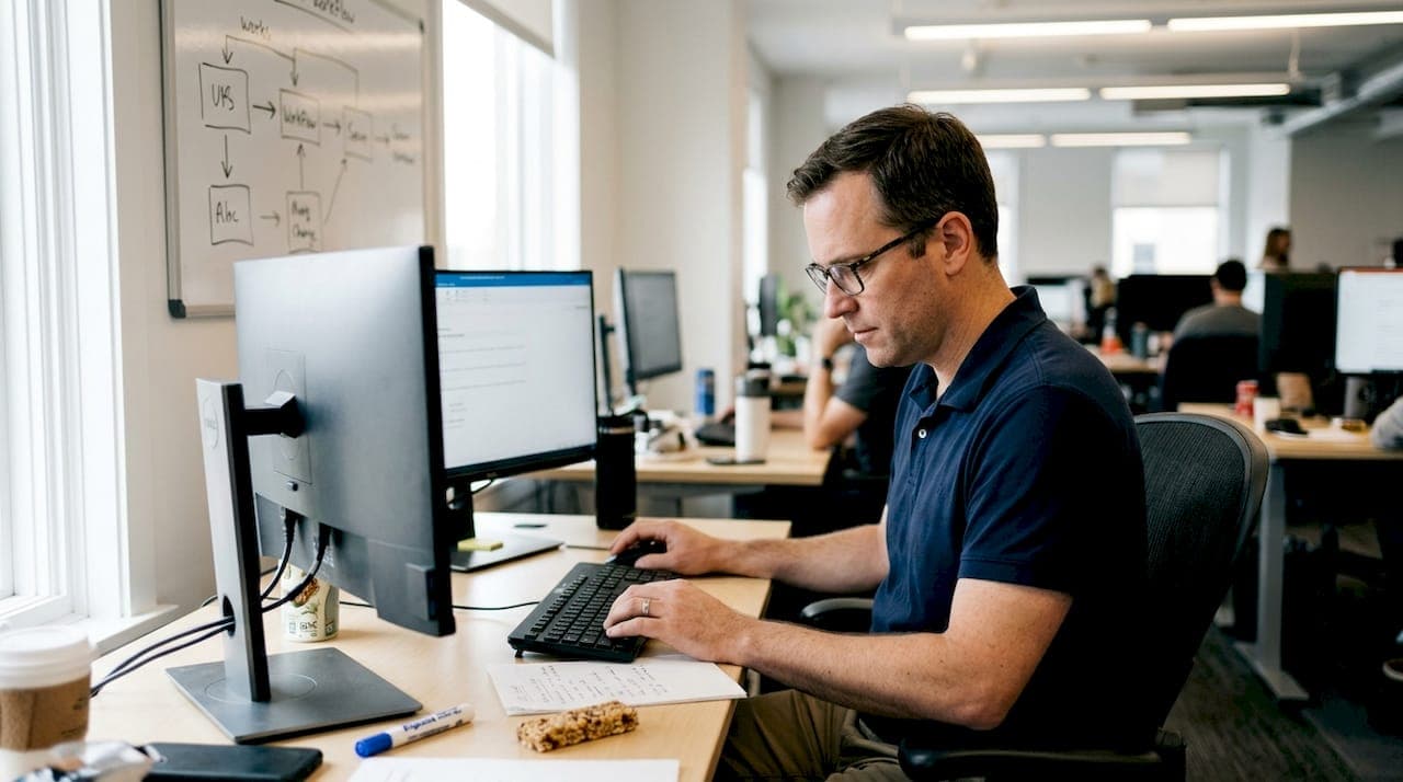 Man configuring email automation dashboard