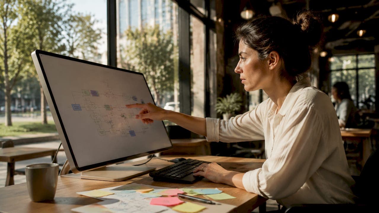 Digital marketer studying search engine indexation process