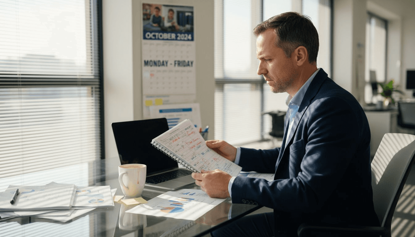 Executive analyzing social media audit report