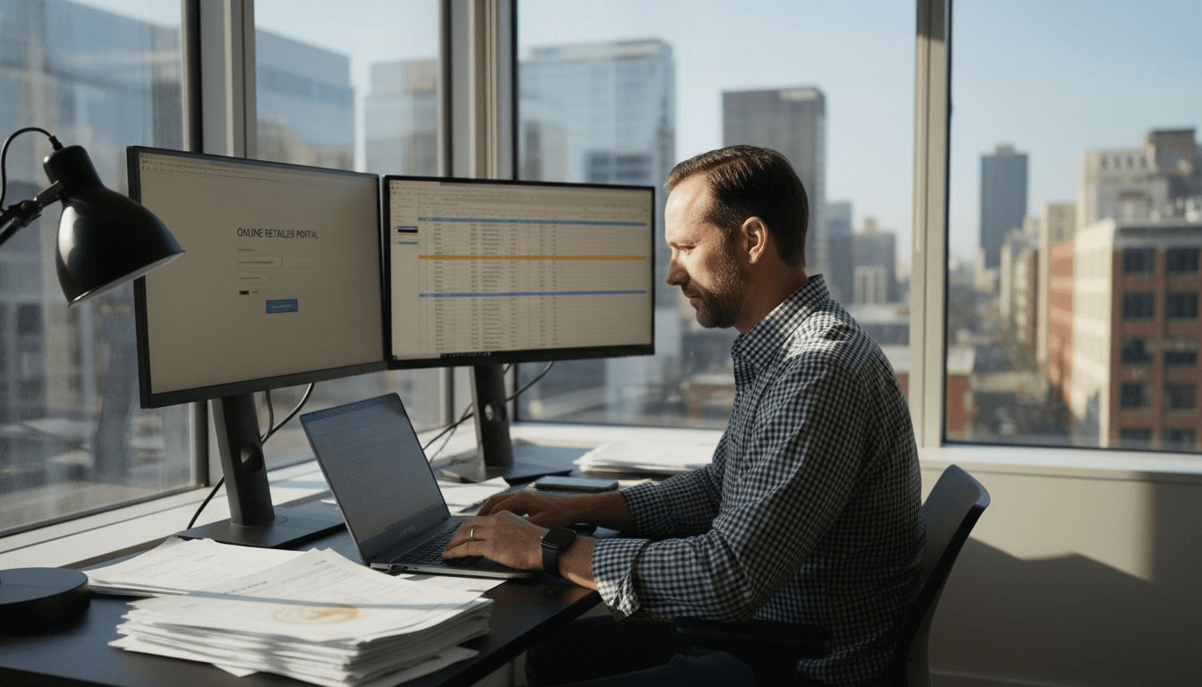 E-commerce owner working at secure office desk