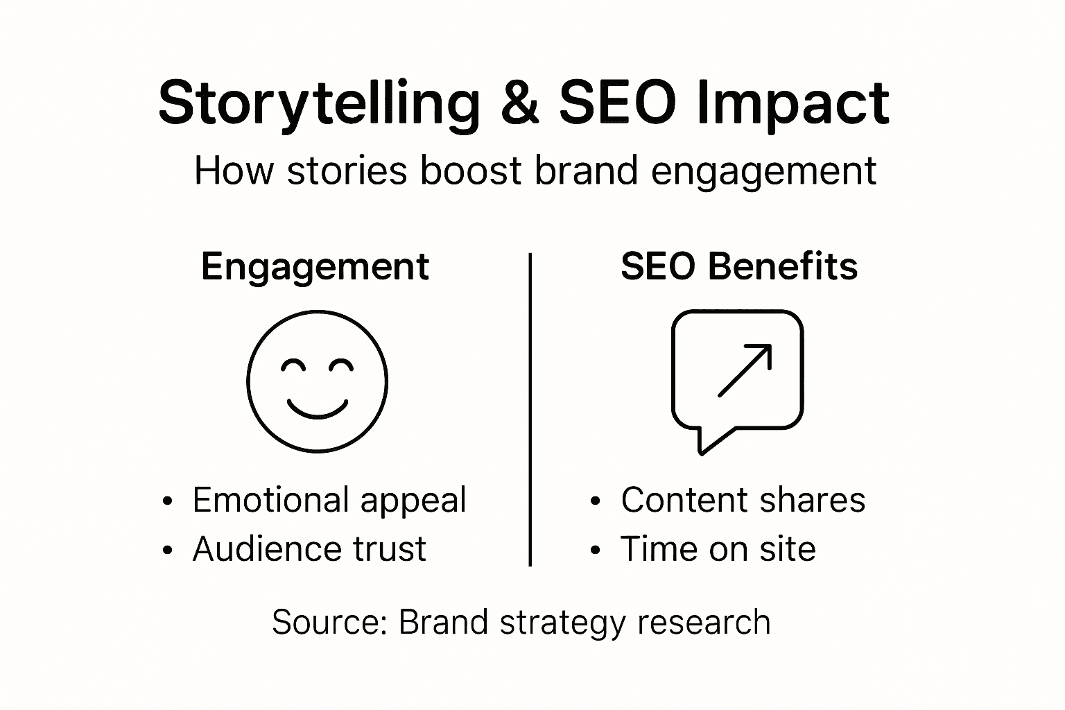 Infographic outlining storytelling and SEO benefits