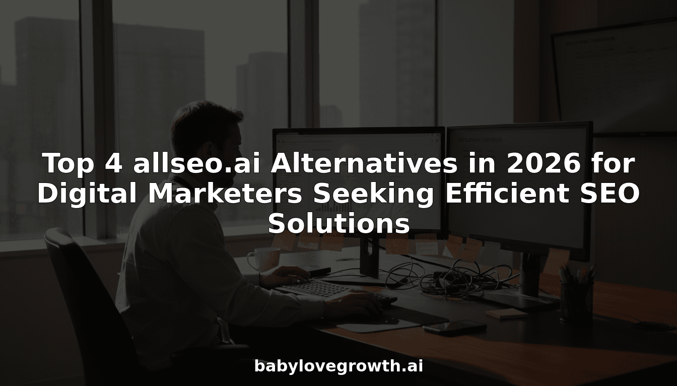 Marketer comparing SEO platforms at office desk