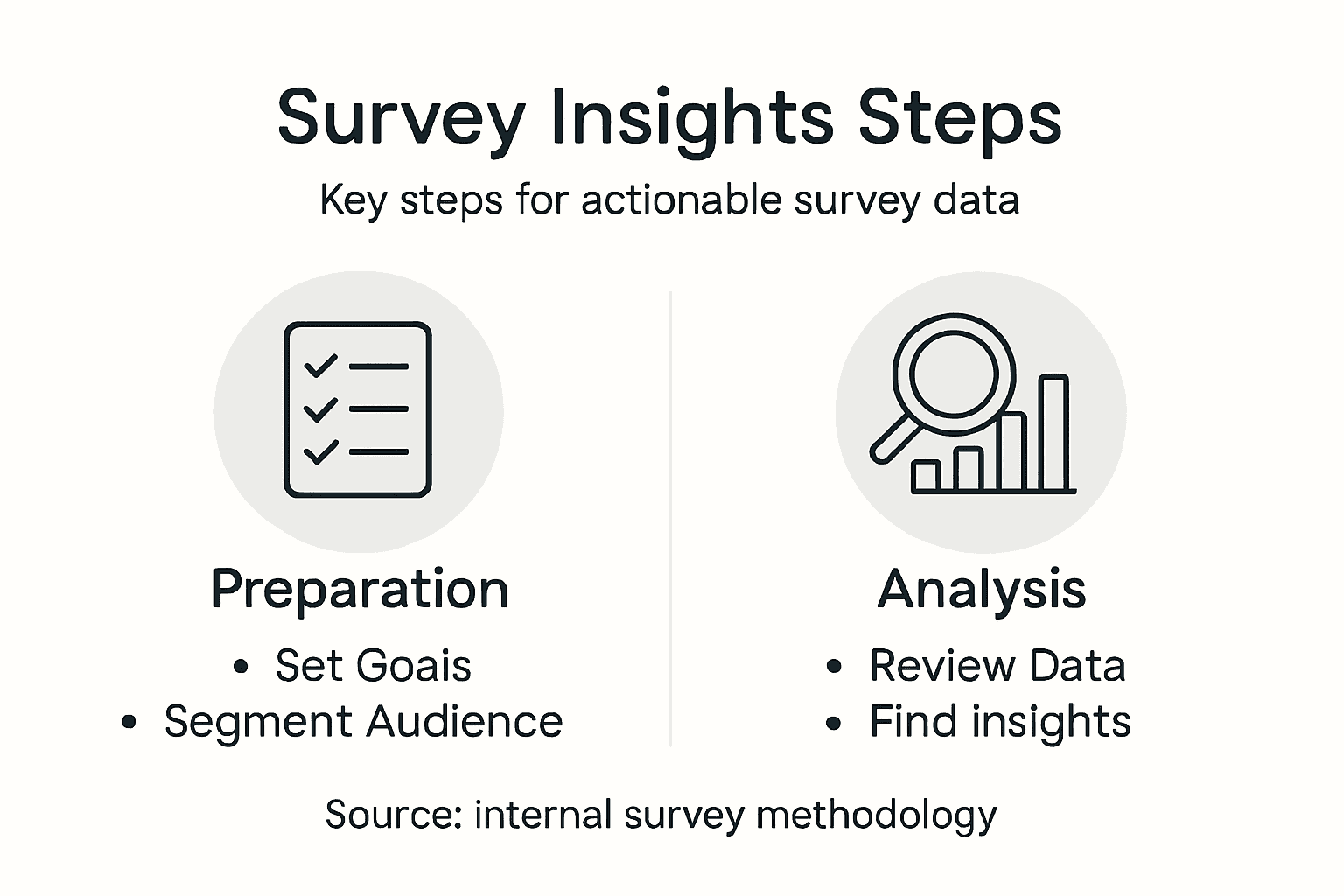 Infographic summarizing survey analysis steps