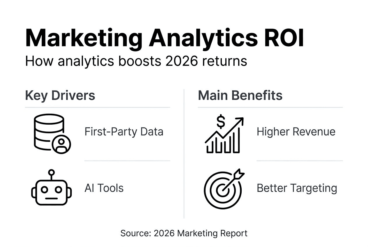 Infographic of analytics ROI drivers and benefits