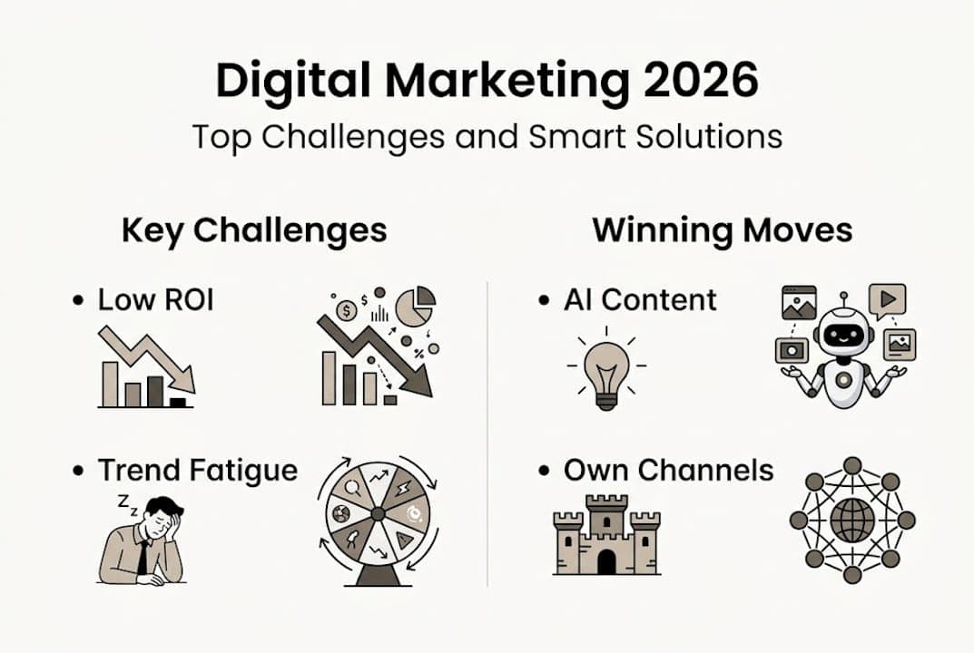 Infographic showing 2026 digital marketing solutions
